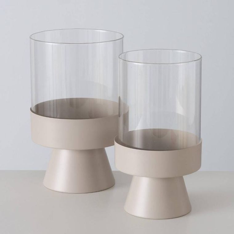 Boltze Home, świeczniki szklane Pallas, metalowa nóżka, 2 szt.