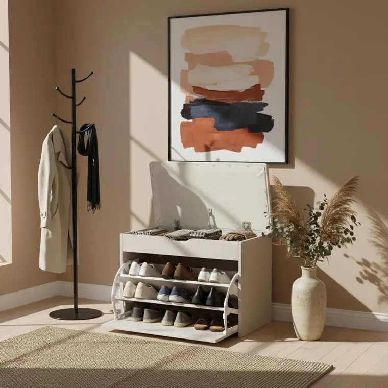 Boximo, Vault, szafka na buty z siedziskiem i wysuwanymi półkami, 57-30-53 cm