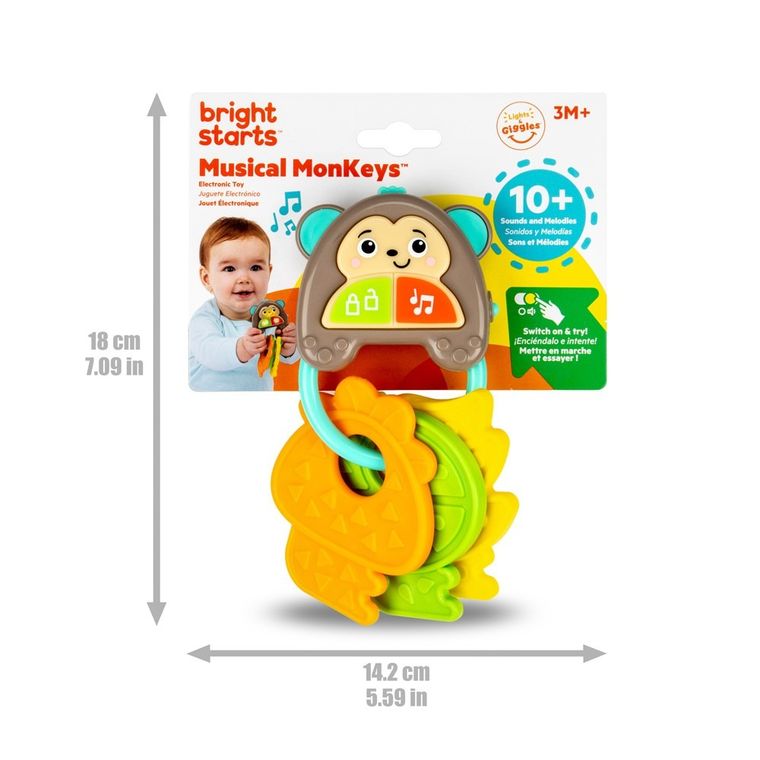 Bright Starts, MonKeys, zabawka muzyczna kluczyki, 6m+
