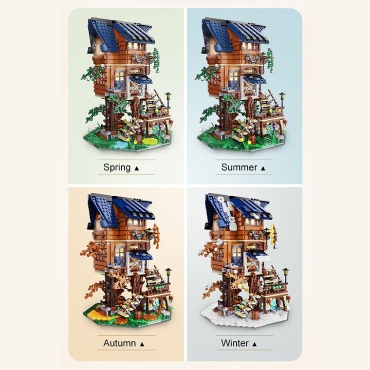 Cada, Cztery Pory Roku, Domek na drzewie, klocki konstrukcyjne, LED, 1155 elementów