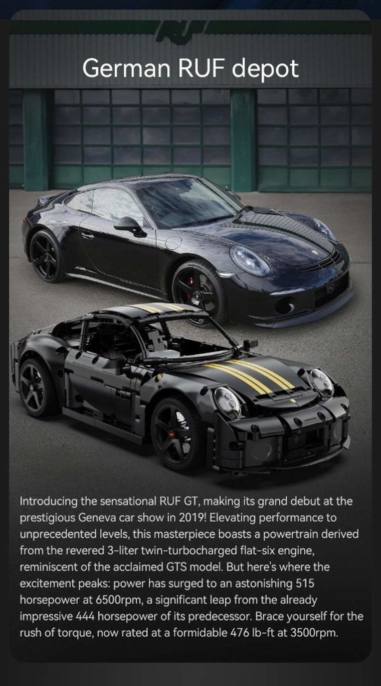 Cada, RUF GT, pojazd, klocki konstrukcyjne, 1655 elementów