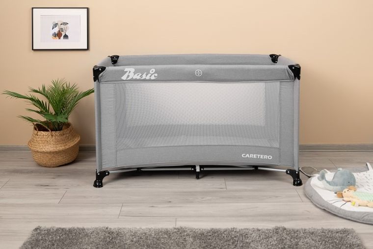 Caretero, Basic, łóżeczko turystyczne, grey