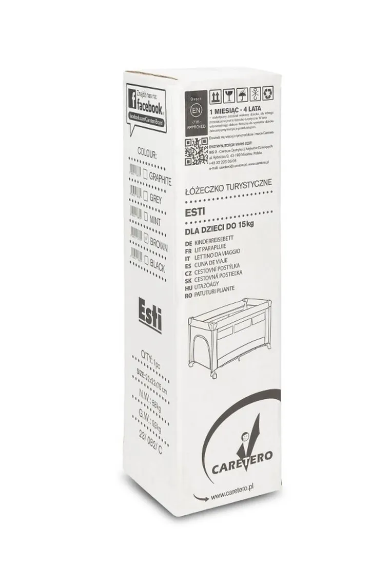 Caretero, Esti, łóżeczko turystyczne z opuszczanym bokiem, Brown