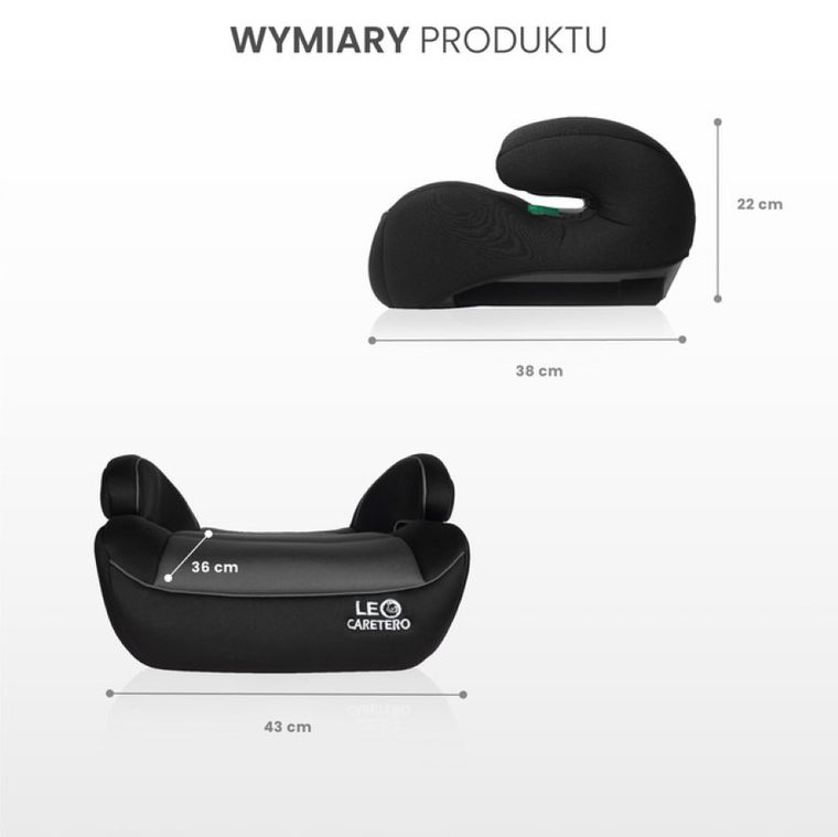Caretero, Leo I-Size, podstawka samochodowa, Black, 125-150 cm