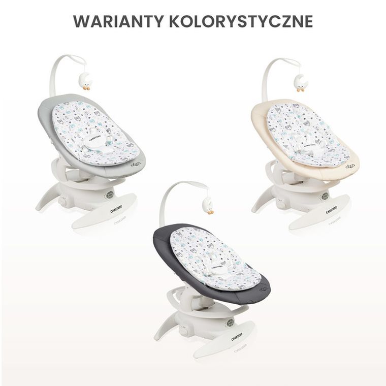 Caretero, Noco, elektryczny leżaczek i bujaczek 2w1, grey