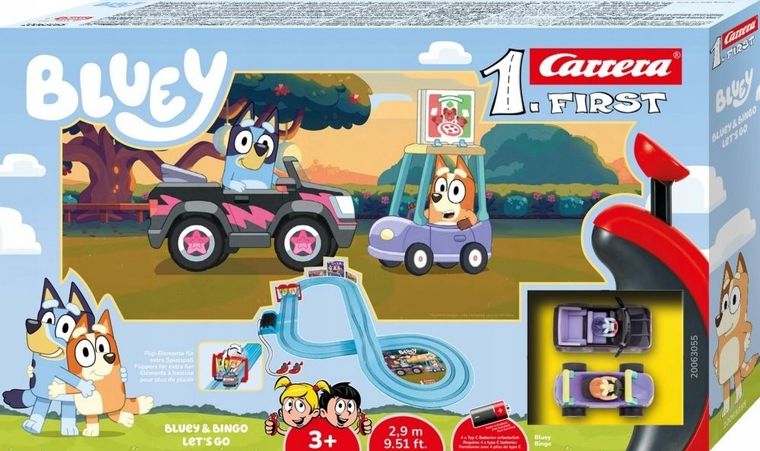 Carrera First, Bluey i Bingo, Let's Go, tor wyścigowy z pojazdami, 2,4m