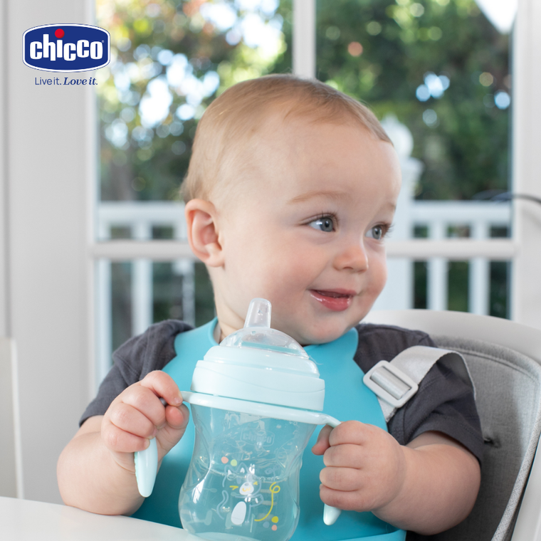 Chicco, kubek treningowy, niekapek z miękkim ustnikiem, turkusowy, 4m+, 200 ml