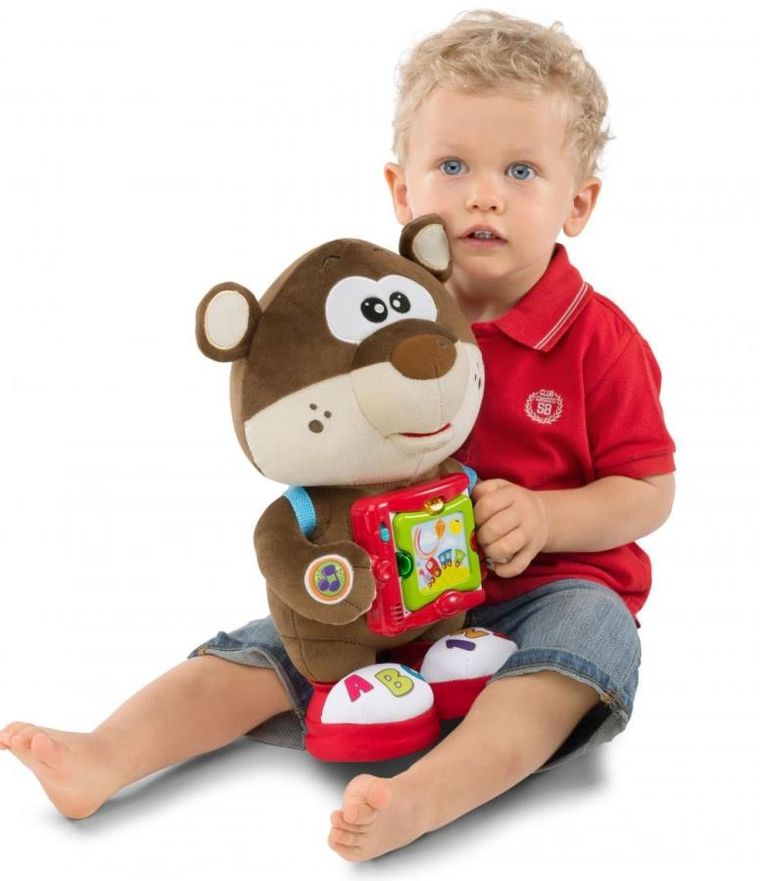 Chicco, Miś podróżnik,  dwujęzykowa zabawka interaktywna, 33 cm