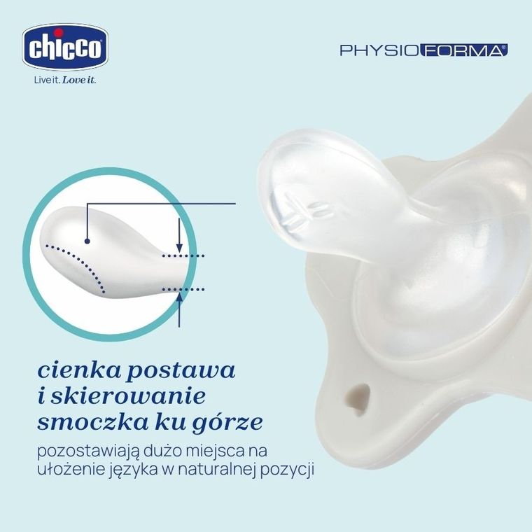 Chicco, PhysioForma Dual Soft, smoczek uspokajający, silikonowy, różowy, 2-6m, 2 szt.