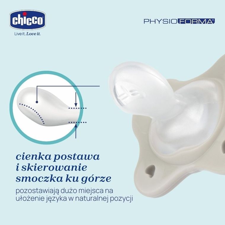 Chicco, PhysioForma Dual Soft, smoczek uspokajający, silikonowy, różowy, 6-16m, 2 szt.