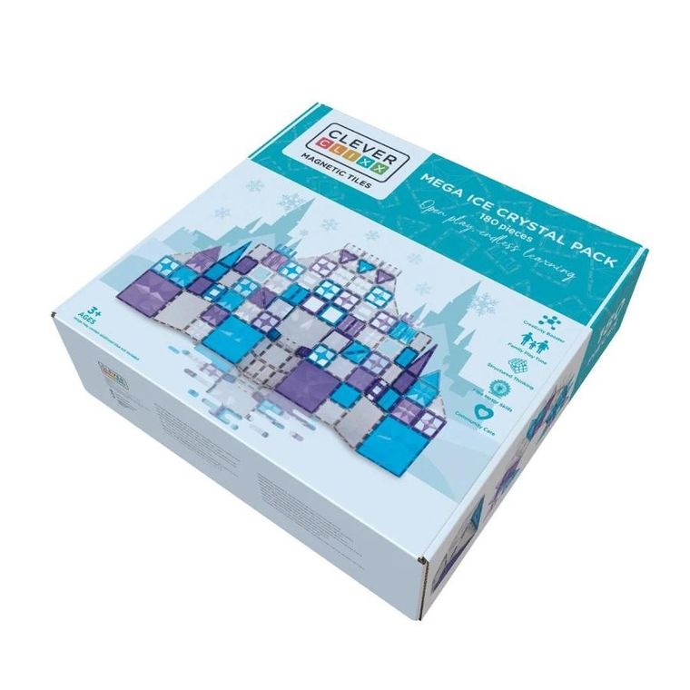 Cleverclixx, Mega Ice Crystal Pack, klocki magnetyczne, 180 elementów