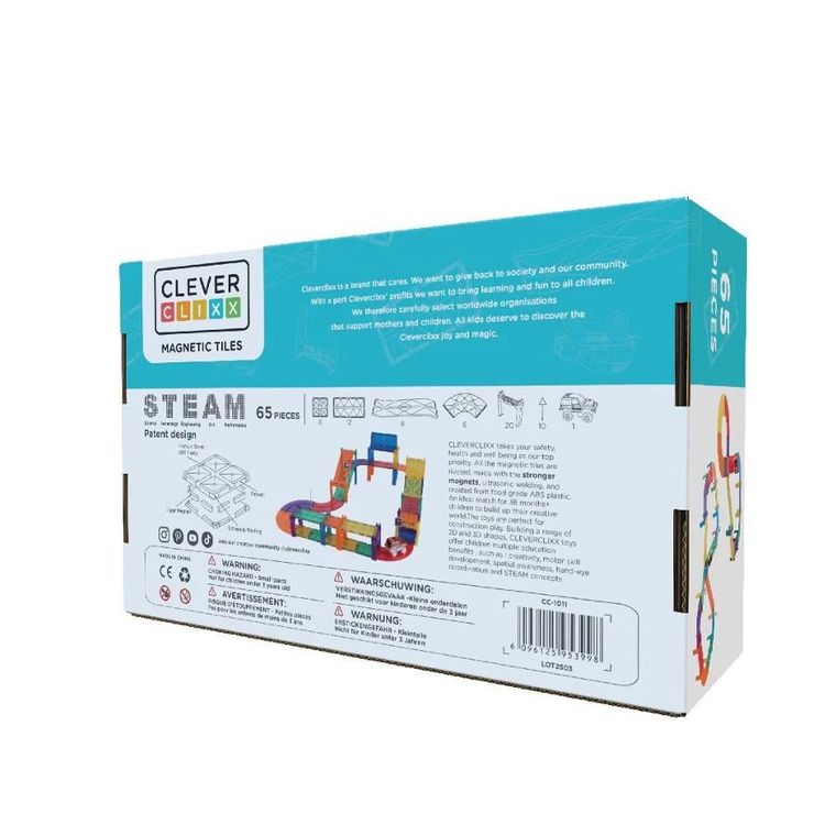 Cleverclixx, Race Track Intense, klocki magnetyczne, 65 elementów