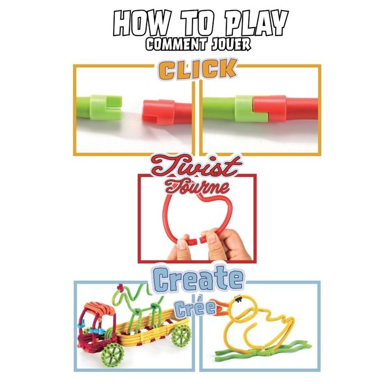 Clics, Spaghetteez, miękkie patyczki konstrukcyjne, 70 elementów