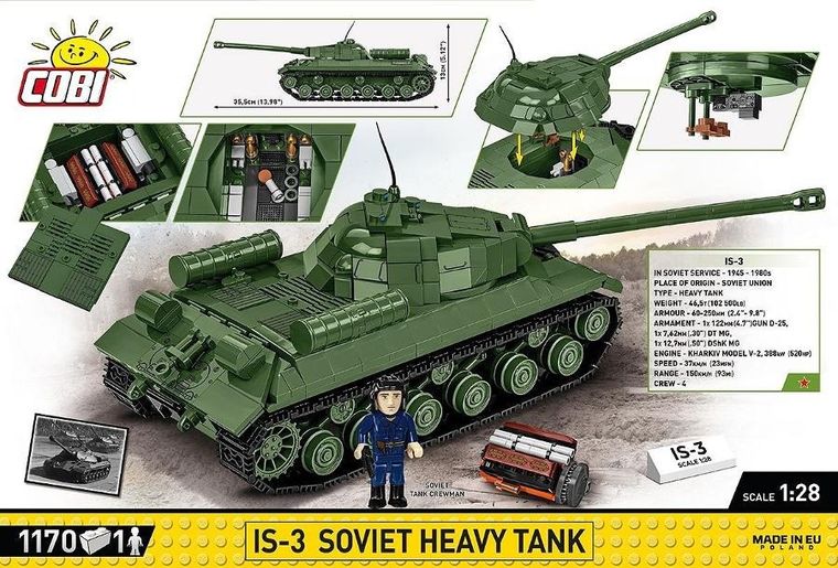 Cobi, Historical Collection WWII, Czołg IS-3 Soviet Heavy Tank, 1:28, klocki, 1170 elementów