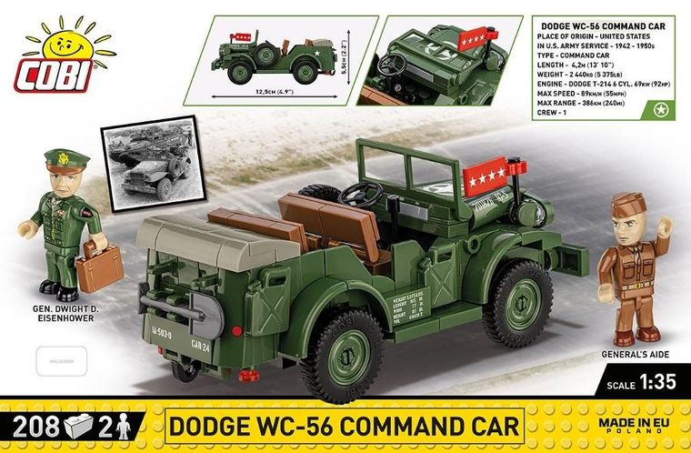 Cobi, Historical Collection WWII, Dodge WC-56 Command Car, 1:35, klocki, 208 elementów