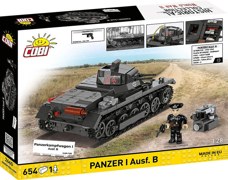 Cobi, Historical Collection, WWII, Panzer I Ausf.B., klocki, 1:28, 654 elementów