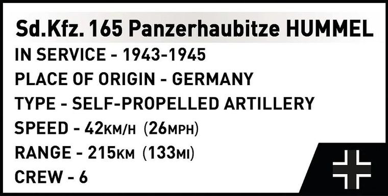 Cobi, Historical Collection WWII, Panzerhaubitze Hu mmel Trzmiel, klocki, 1:28, 1118 elementów