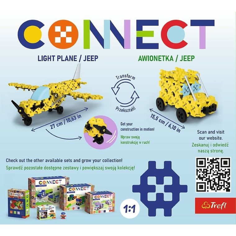 Connect, 2w1, Awionetka, Jeep, klocki konstrukcyjne, 94 elementy, 61969