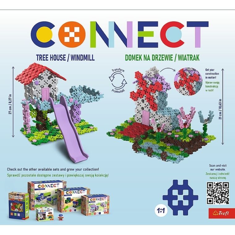 Connect, 2w1, Domek na drzewie, Wiatrak, klocki konstrukcyjne, 255 elementów, 61978