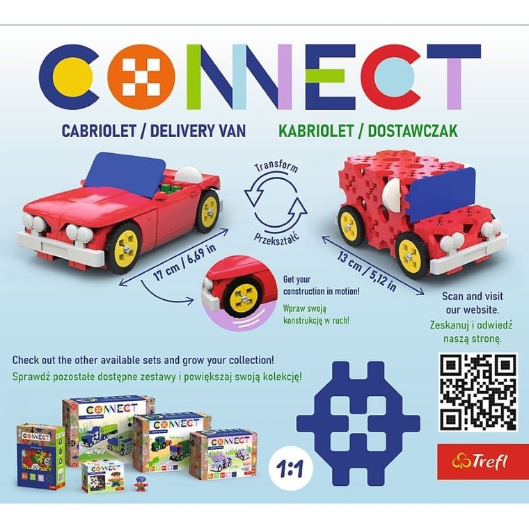 Connect, 2w1, Kabriolet, Dostawczak, klocki konstrukcyjne, 87 elementów, 61970