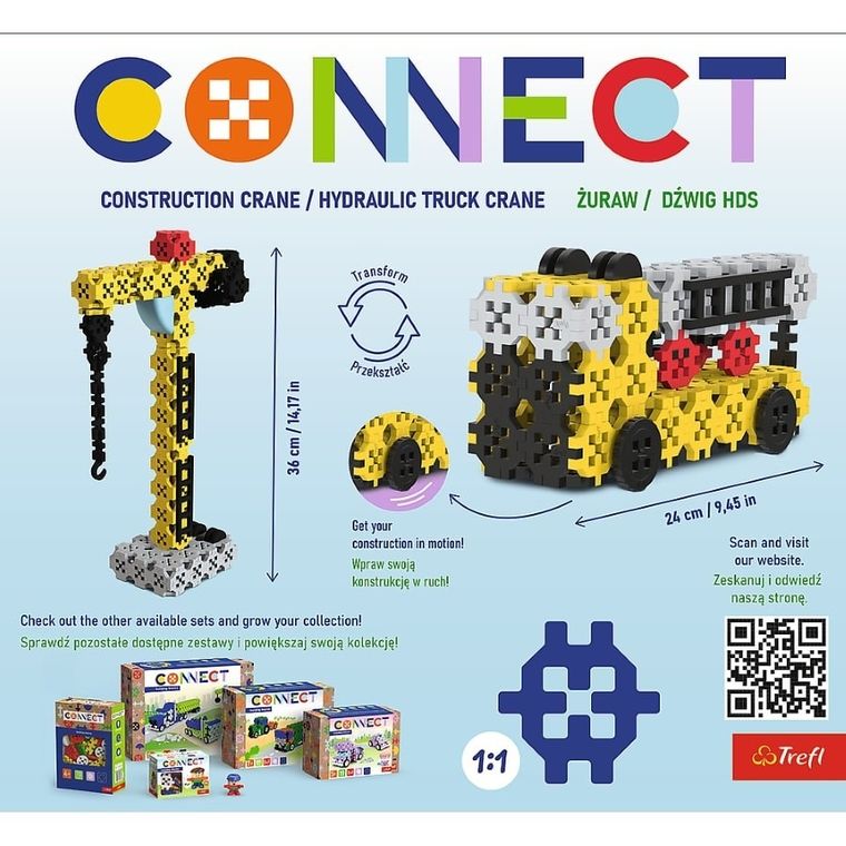 Connect, 2w1, Żuraw, Dźwig HDS, klocki konstrukcyjne, 169 elementów, 61971