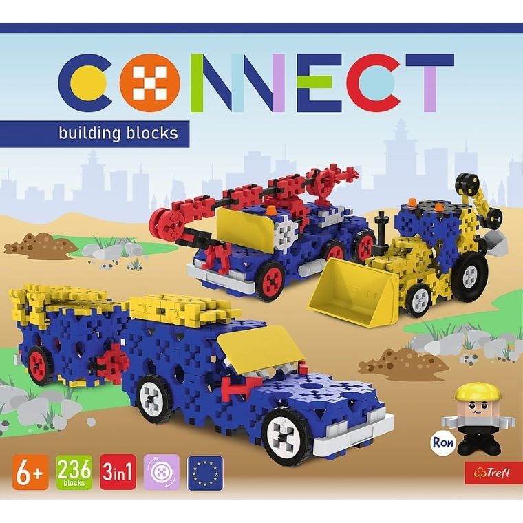 Connect, 3w1, Pojazdy budowlane, SUV z przyczepą, klocki konstrukcyjne, 236 elementów, 61979