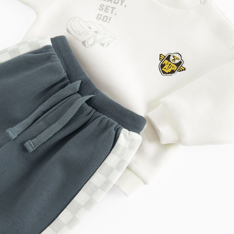 Cool Club, Dres chłopięcy, biało-niebieski, Auta