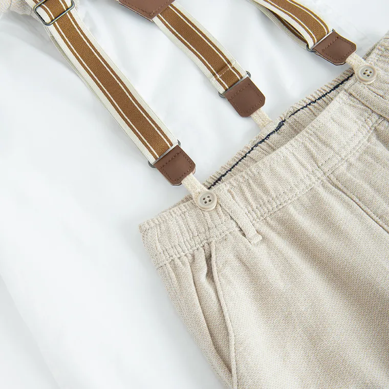 Cool Club, Komplet chłopięcy, Koszula z krótkim rękawem, Spodnie materiałowe, Szelki, mix