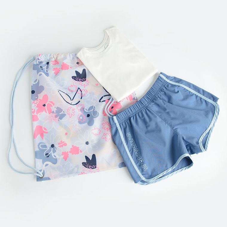 Cool Club, Komplet dziewczęcy, T-shirt, Szorty, Worek sportowy, mix