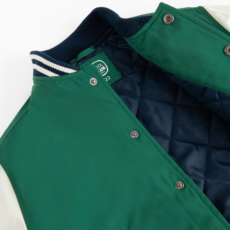 Cool Club, Kurtka bejsbolówka chłopięca z kapturem, oversize, zielona