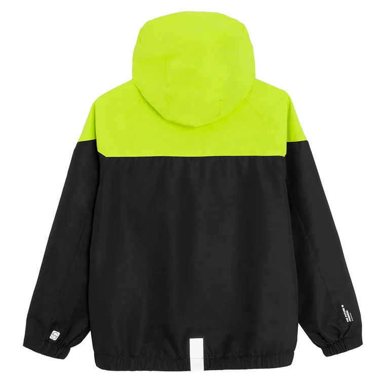 Cool Club, Przeciwdeszczowa kurtka chłopięca z kapturem, zielono-czarna