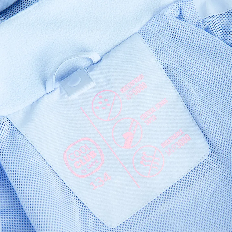 Cool Club, Przeciwdeszczowa kurtka dziewczęca z kapturem, 3w1, Bluza, rozpinana, polarowa, niebieska