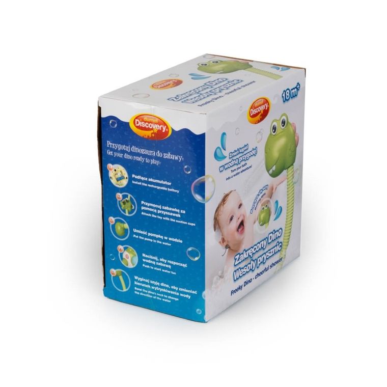 Dumel Discovery, wesoły prysznic, zakręcony dino, zabawka do wody