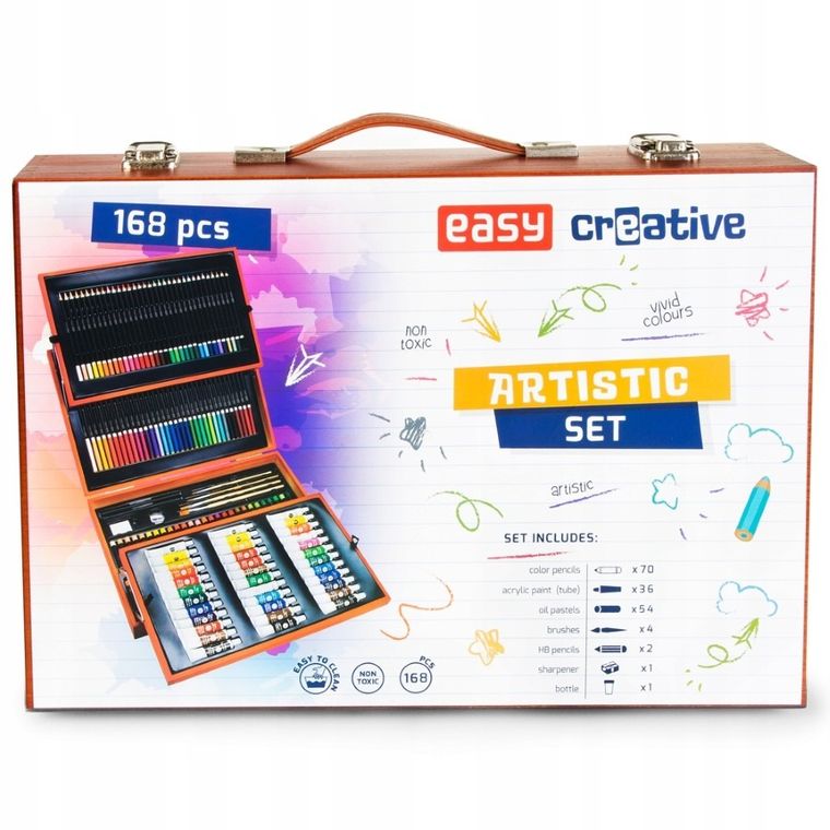 Easy, zestaw artystyczny w rozkładanej walizce, 168 elementów
