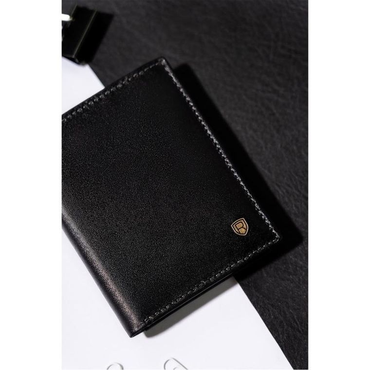 Etui na dokumenty, czarne, skórzane, Rovicky