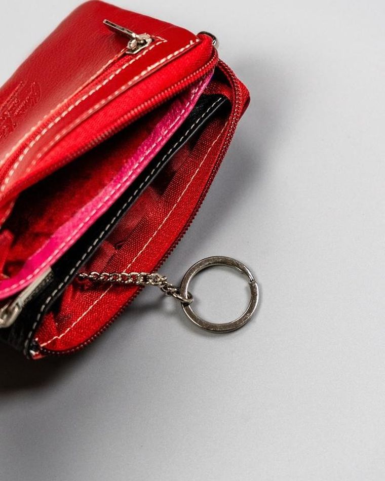 Etui na klucze, czerwone, skórzane, Peterson