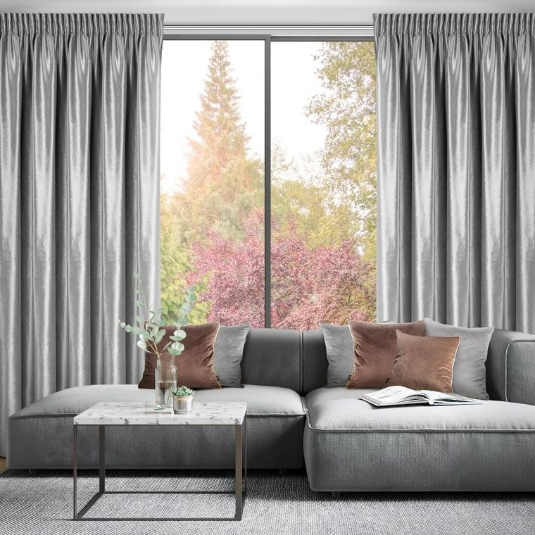 Eurofirany, zasłona gotowa. Cameron, na taśmie, 140-270 cm, srebrny