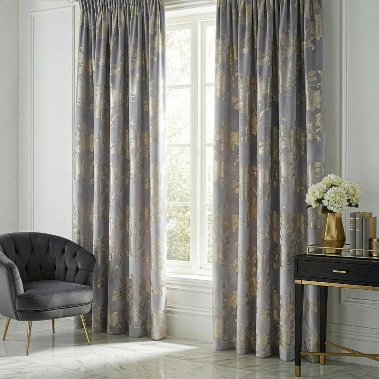 Eurofirany, zasłona gotowa, Celia, na taśmie, 140-270 cm, stalowy