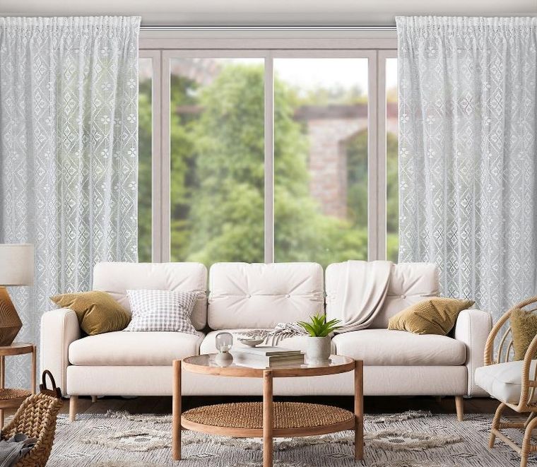 Eurofirany, zasłona gotowa, Nela, na taśmie 140-270 cm, kremowy