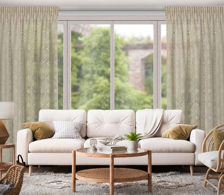 Eurofirany, zasłona gotowa, Nela, na taśmie 140-270 cm, naturalny