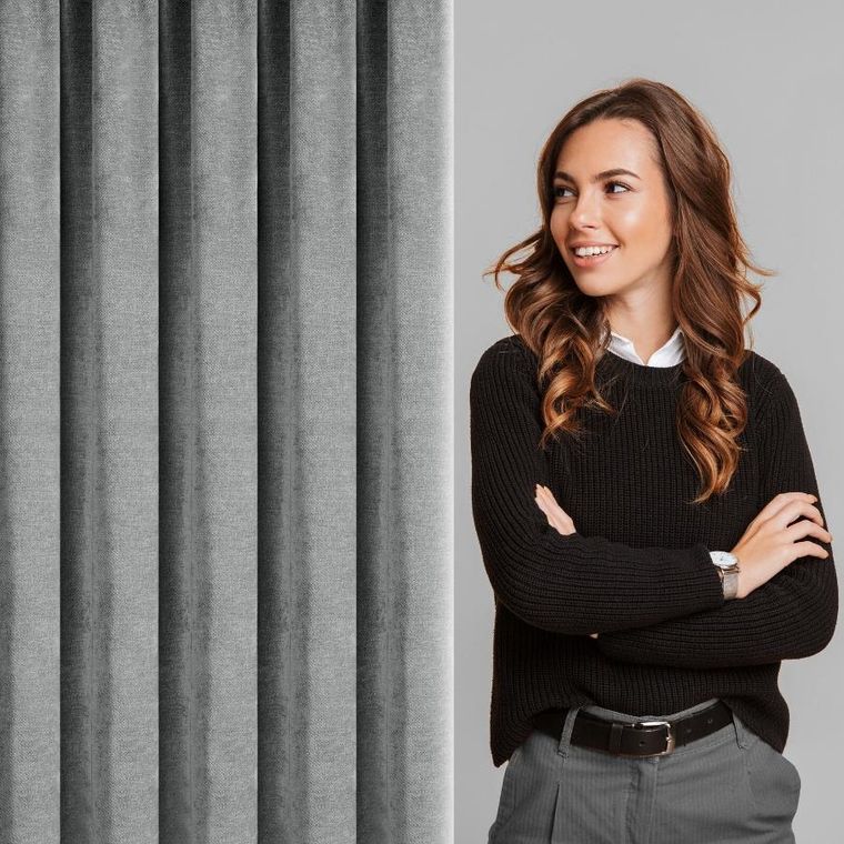 Eurofirany, zasłona gotowa, Neska, na taśmie, 140-270 cm, stalowy