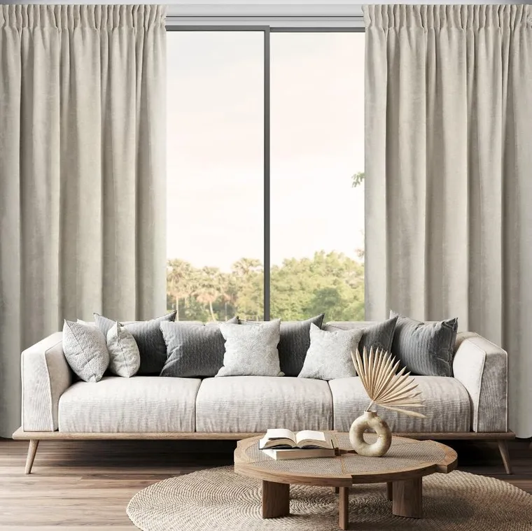 Eurofirany, zasłona gotowa, Nilo, na taśmie, 140-270 cm, beżowy