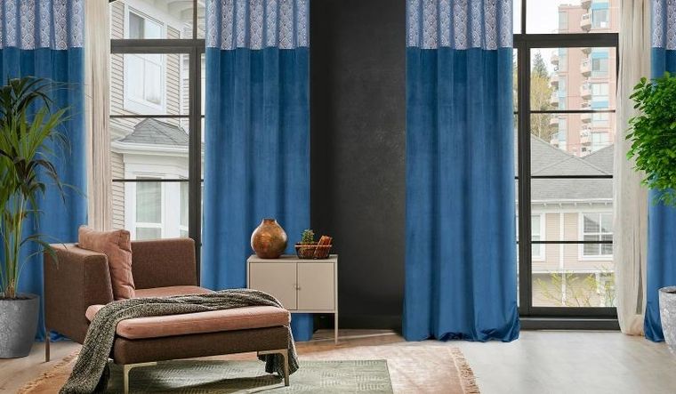 Eurofirany, zasłona zaciemniająca gotowa, Agnes, 140-250 cm, granatowy