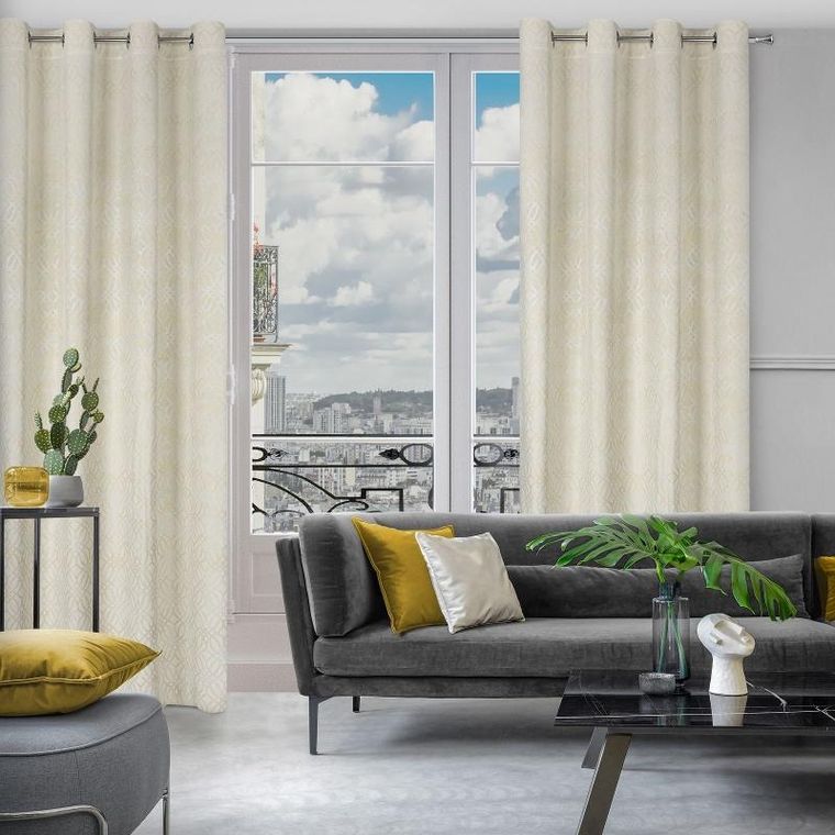 Eurofirany, zasłona zaciemniająca gotowa, Areta, 140-250 cm, kremowy