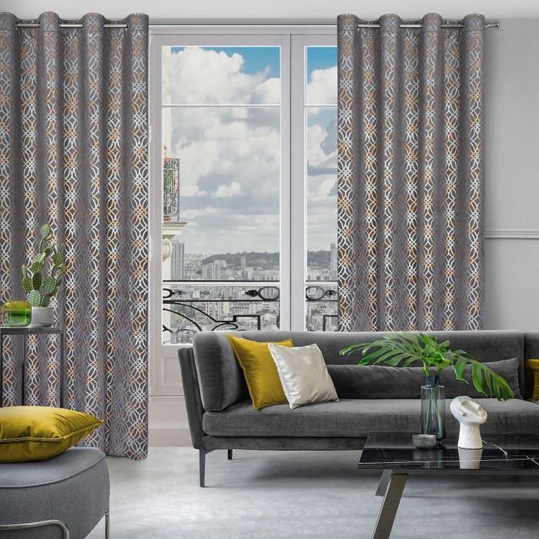 Eurofirany, zasłona zaciemniająca gotowa, Areta, 140-250 cm, stalowy