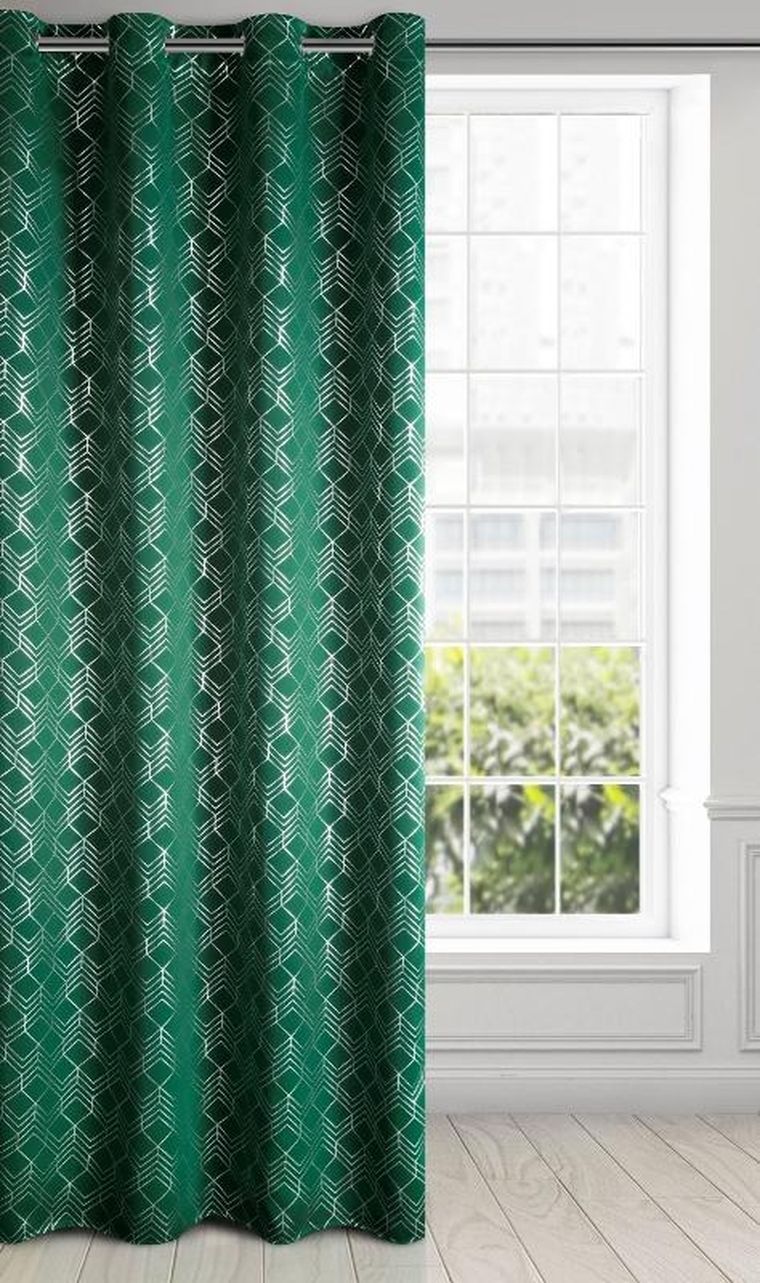 Eurofirany, zasłona zaciemniająca gotowa, D91 Poli, 140-250 cm, zielony