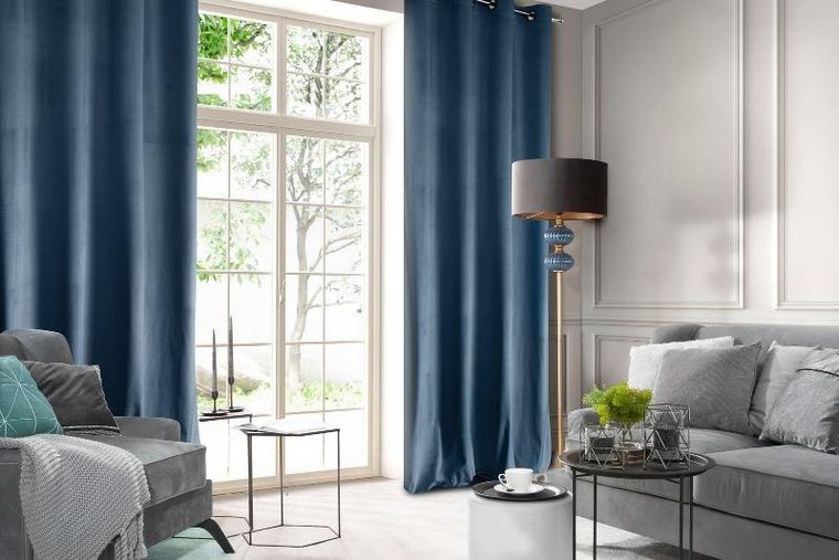 Eurofirany, zasłona zaciemniająca gotowa, D91 Rosa, 140-250 cm, granatowy