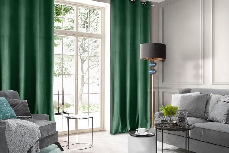 Eurofirany, zasłona zaciemniająca gotowa, D91 Rosa, 140-250 cm, zielona