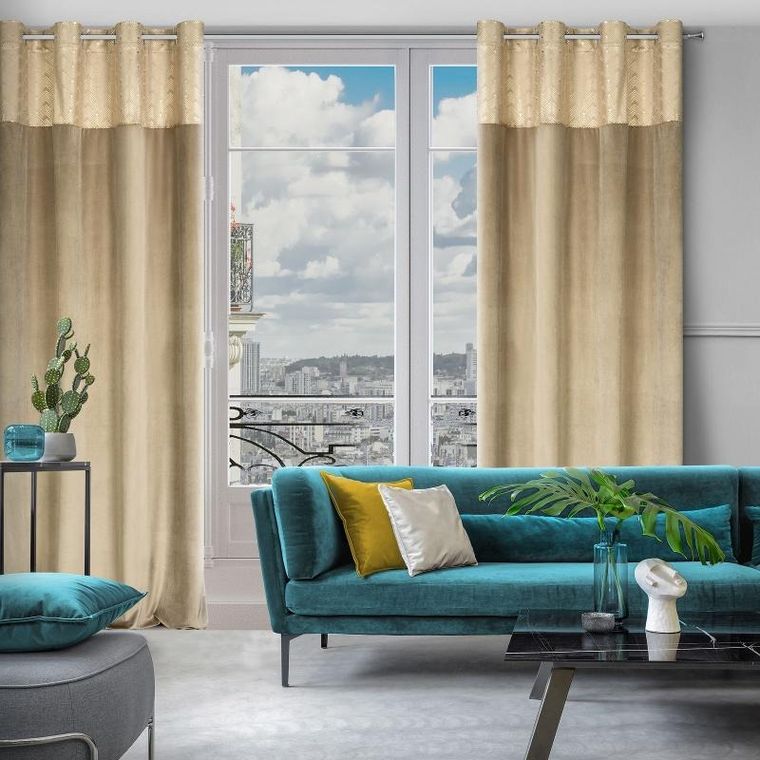 Eurofirany, zasłona zaciemniająca gotowa, Elen, 140-250 cm, beżowy