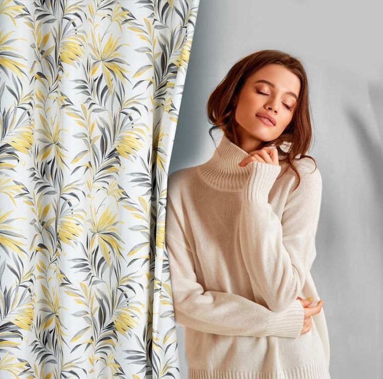 Eurofirany, zasłona zaciemniająca gotowa, Elia, 140-250 cm, musztardowy